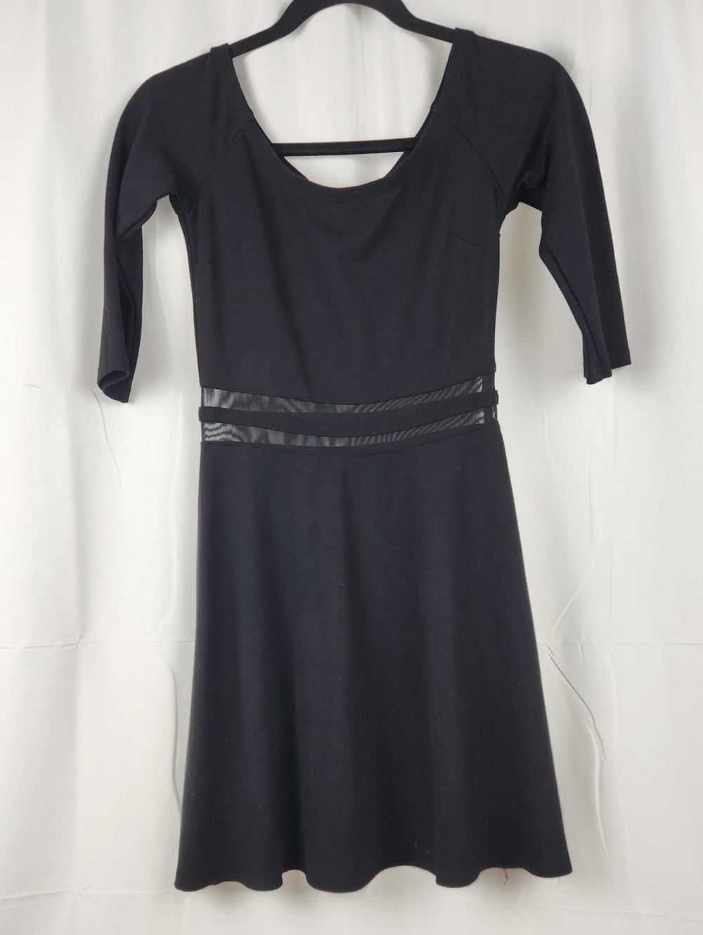 Lulu's Black Scoop-Neck Fit & Flare Dress w/ Peek-a-Boo Waist Bands Junior Sz Sm